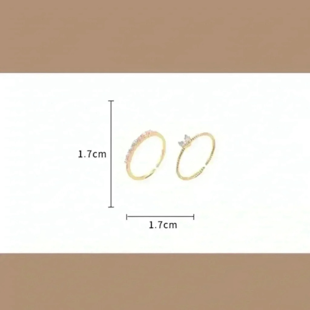 ⚠️Clearance 2 PCs Cubic Zirconia Heart Decor Ring - Picture 4 of 6